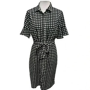 Banana Republic check button front shirt dress a-line sz 8